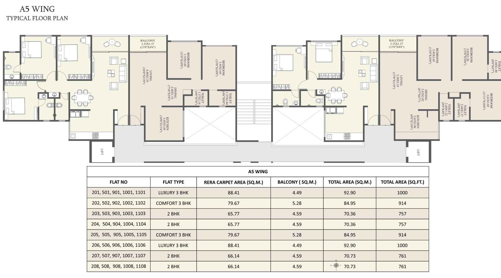 Unique-Youtopia-A5-wing-typical-floor-plan