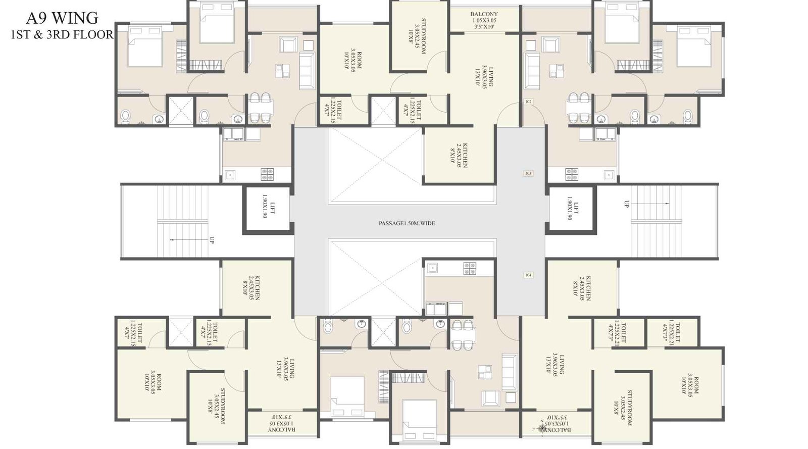 Unique-Youtopia-A9-wing-1st-&-3rd-floor-plan